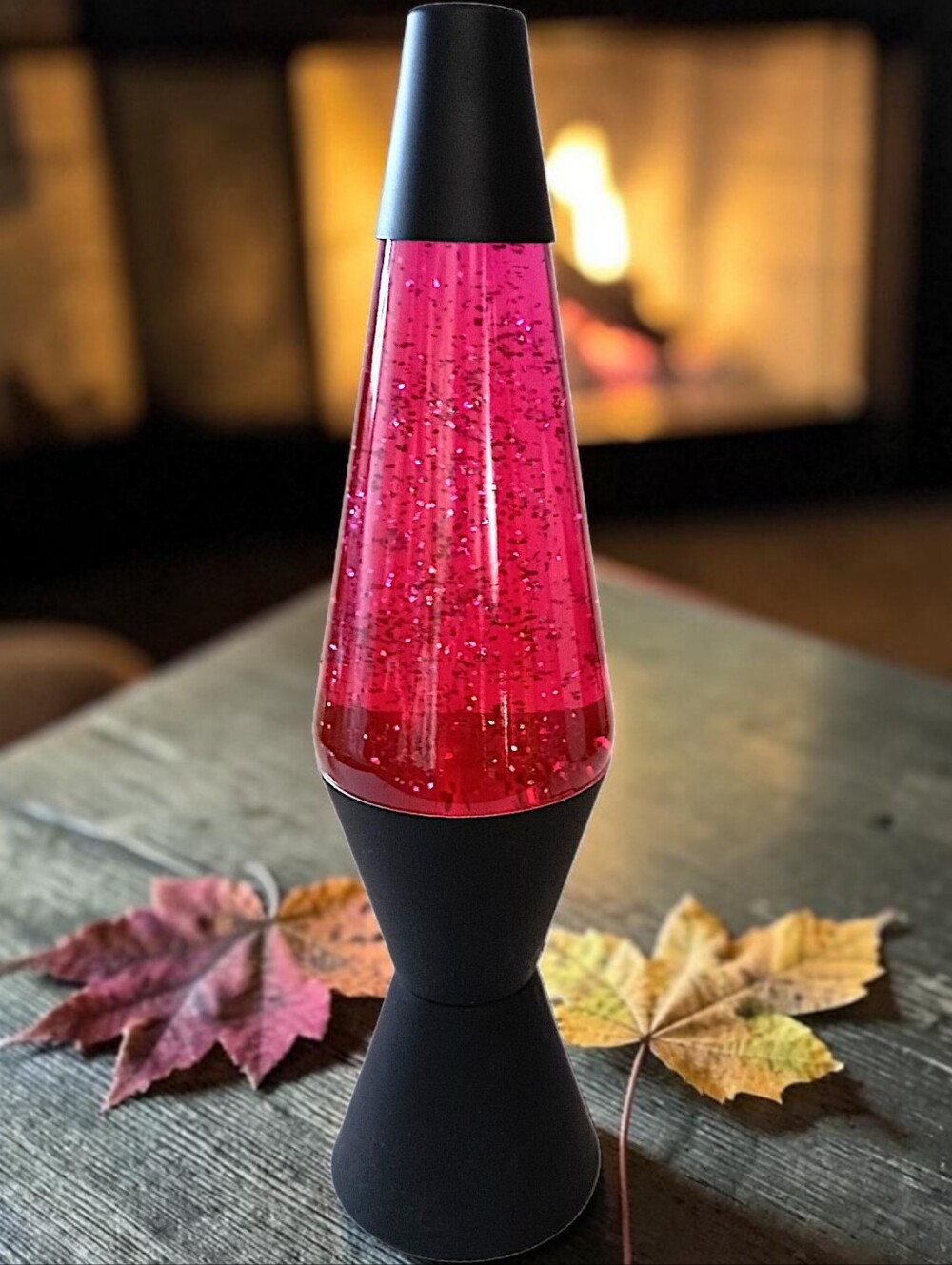 Y2K Glitter Motion Lamp Pink Glitter Black Base Retro Mood Light Metal Glass Mod